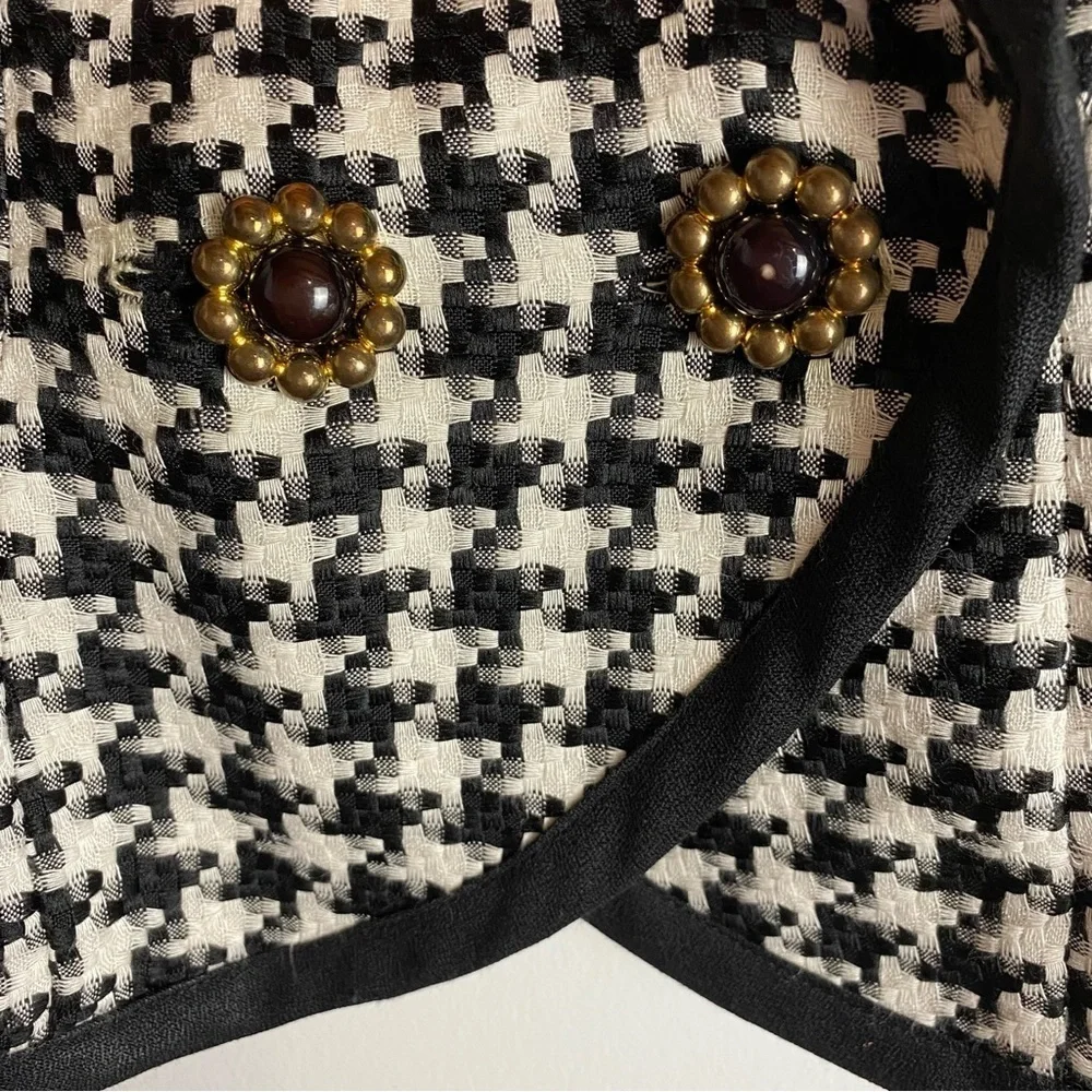Vtg ETOILE houndstooth Classic Blazer jacket HTF Womens size 8